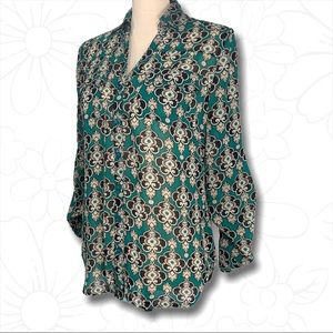 New York & Co Sheer Button-Down Blouse - Sm